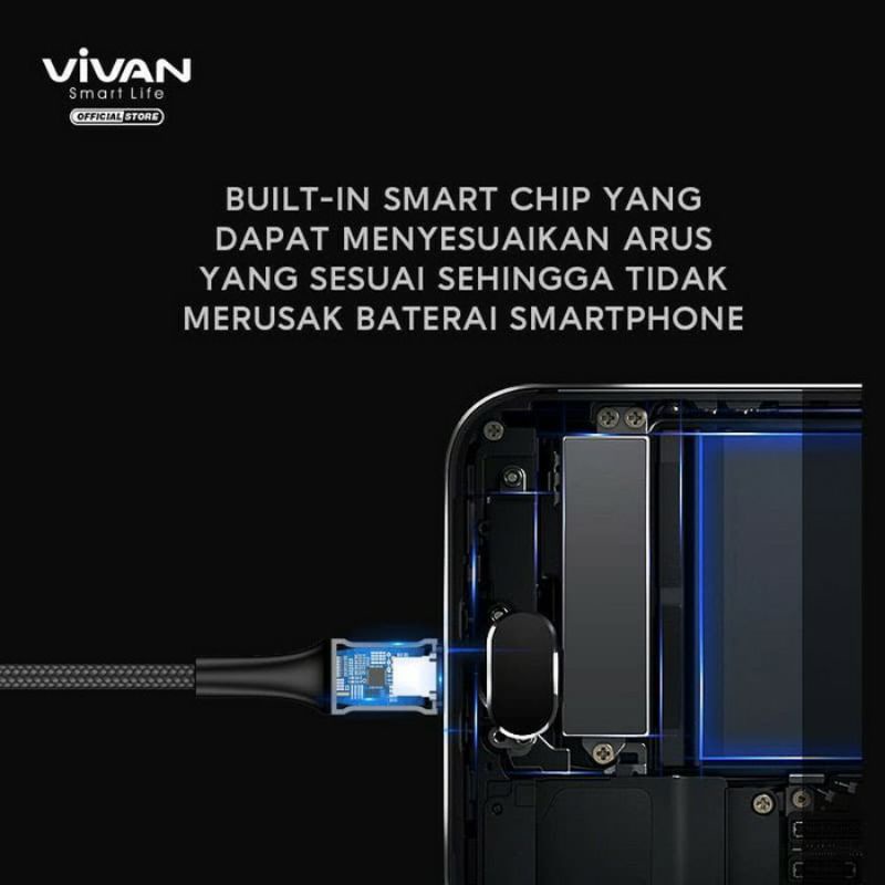 Kabel Data Vivan VDM100 Kabel Data Micro USB LED Light ORIGINAL