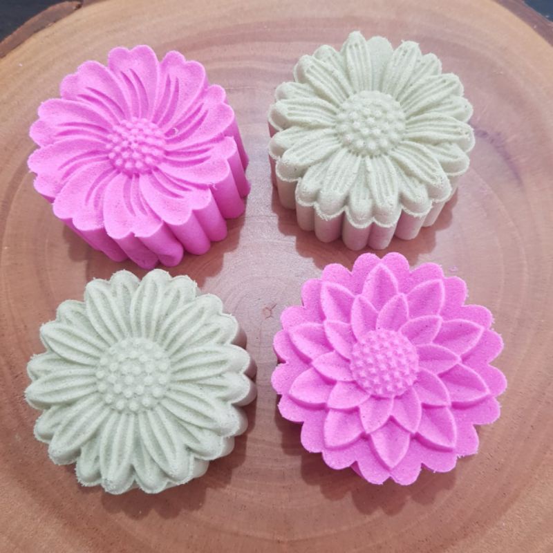 (4pc) cetakan kue bulan (50gr) mooncake press mold PREMIUM-SUNFLOWER