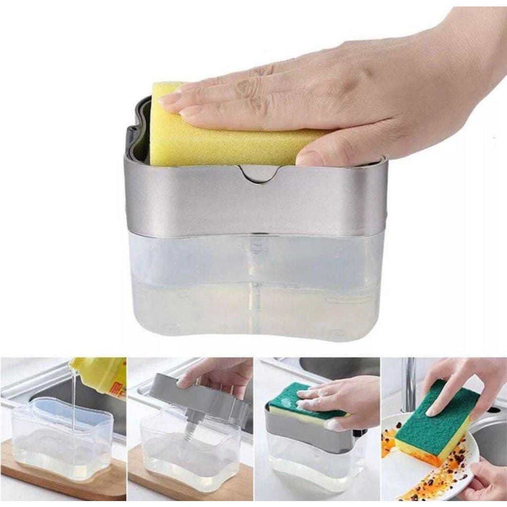 Dispenser Sabun Cair Cuci Piring / Tempat Wadah Sabun Cuci Piring Free Spons / Soap Pump Dispenser / Pump Holder Sponge Sink Free Sponge