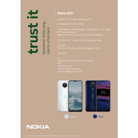 Nokia G20 4+64gb garansi resmi