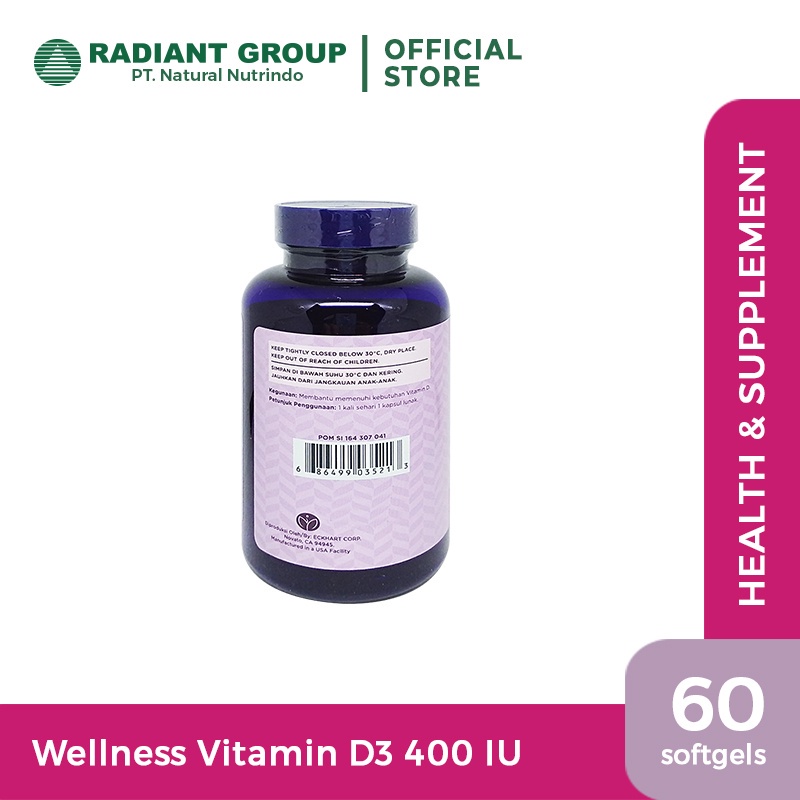 Wellness Vitamin D3 400 IU - 60 Softgels