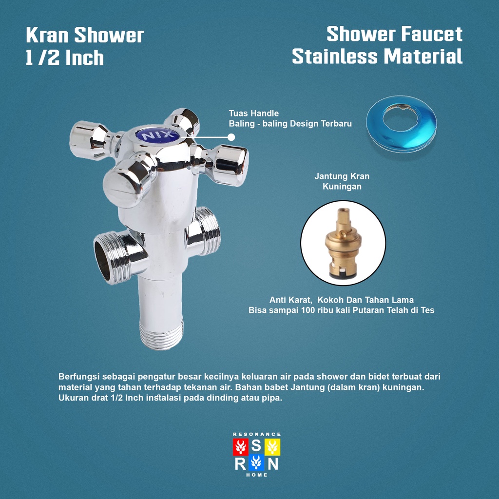 Kran Shower T / Stop Keran Cabang Air Kamar Mandi Resonance Home