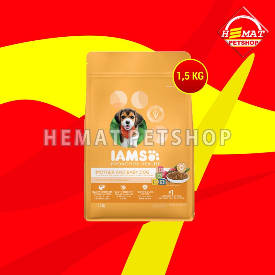 Iams Mother And Baby Dog Food Makanan Anak Induk Anjing puppy 1.5 KG