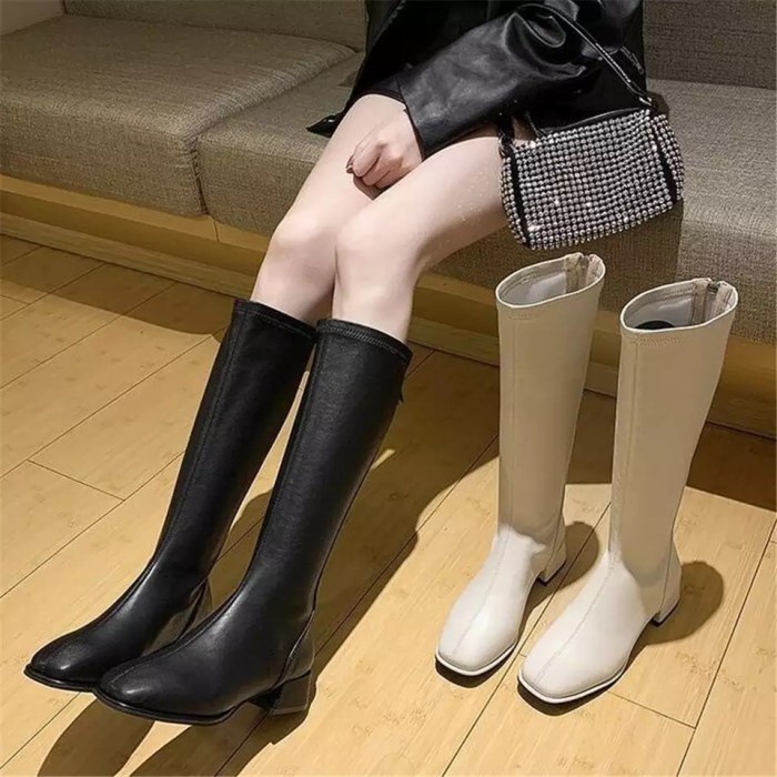 Heels Boots Sebetis Wanita Waterproof inner velvet Kulit Sintetis