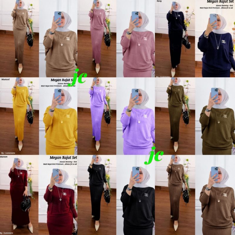 JCZR - Megan Set Knit / Stelan Knit Wanita Muslim / Set Atasan + Rok Wanita Terbaru