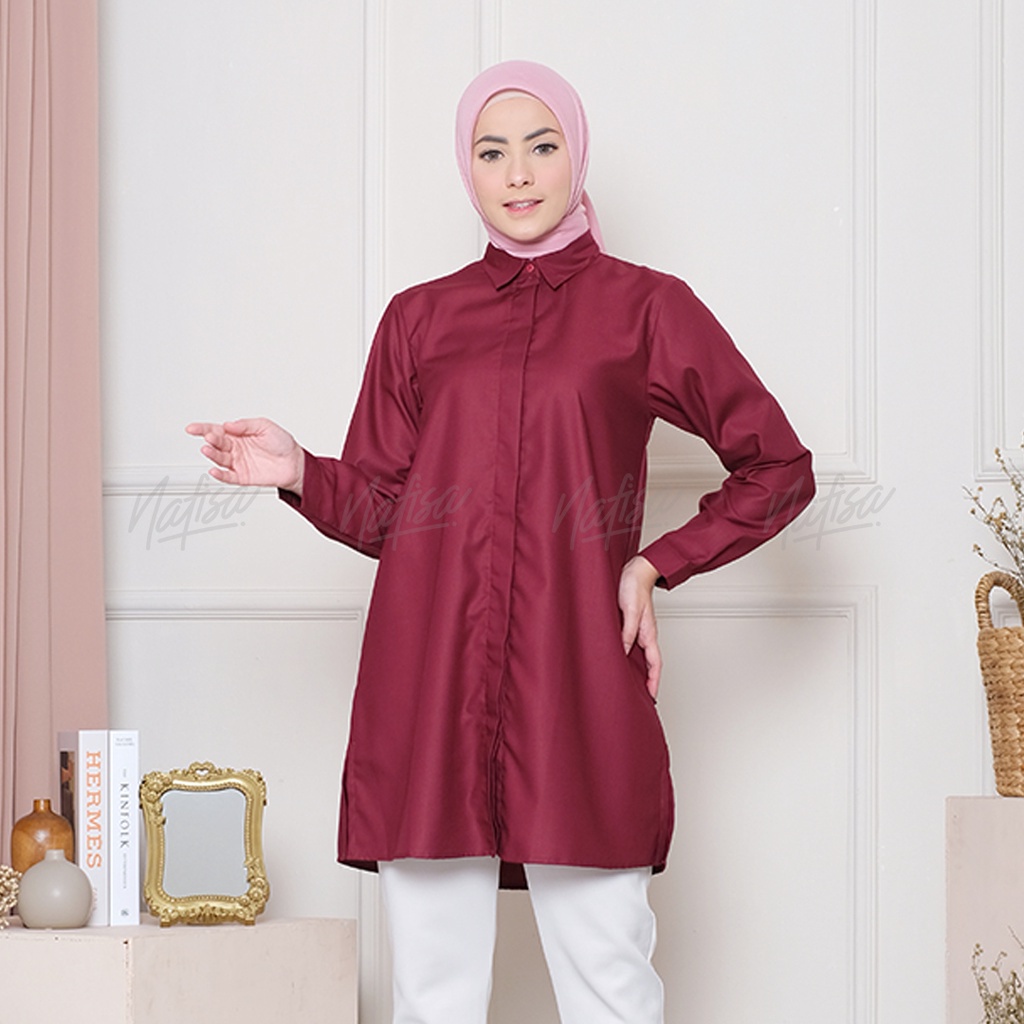 Flash Sale Tunik Atasan Day To Day Material Toyobo | Atasan Lengan Panjang  Kancing Tunic TFD Kemeja Kerja Atasan  Kerah