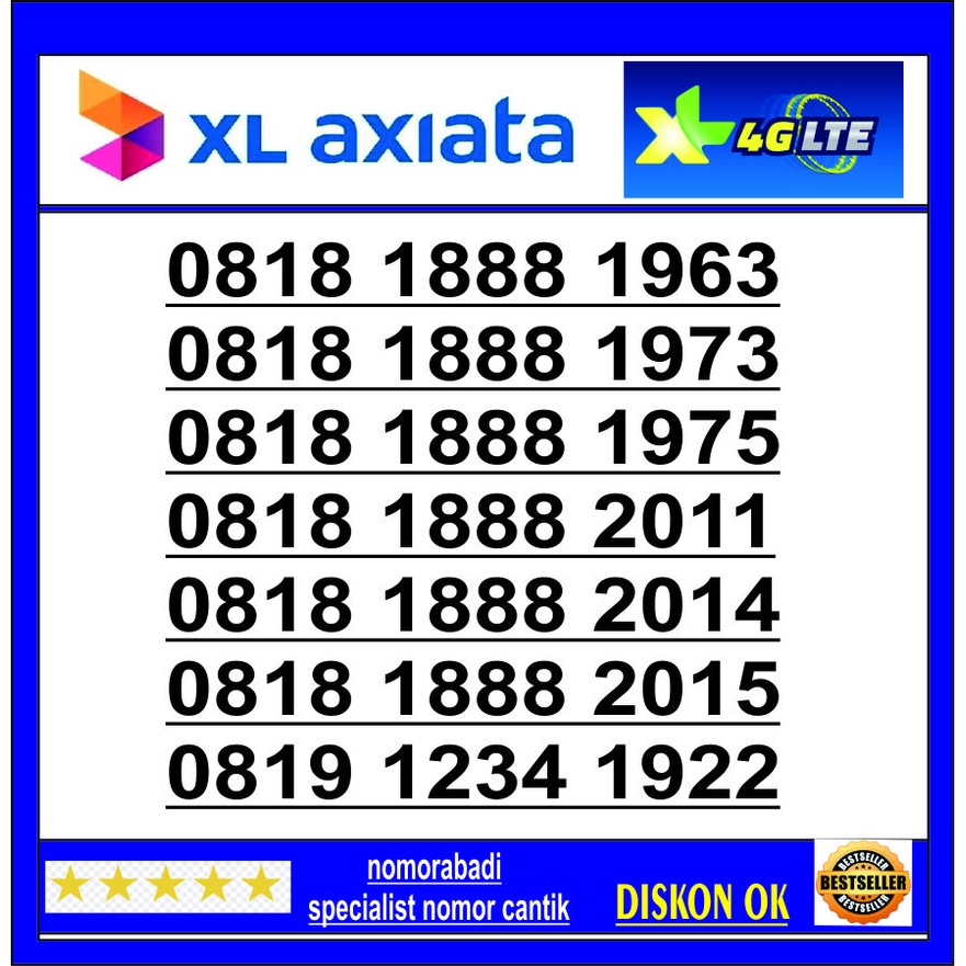 nomor cantik xl 4G tahun H750