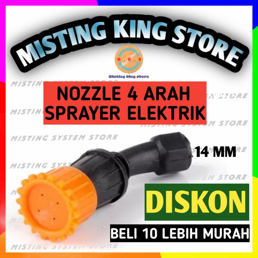 NOZZLE PLASTIK BENGKOK 4 LUBANG SPRAYER ELEKTRIK SEMPROTAN HAMA GENDONG PESTISIDA MIST NOZLE SPUYER 4 ARAH MATA KNAPSACK KNAPSAK POMPA DC 12V SINLEADER