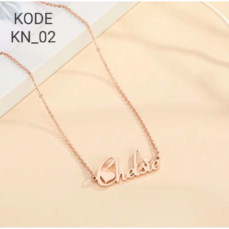 Kalung nama titanium anti karat lapis emas aksesoris fashion wanita cewek necklace lapis emas asli