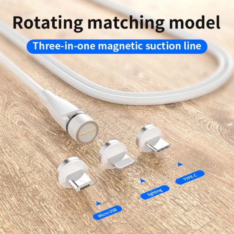 Kabel Data magnetic fast charging 540° 3A qc 3.0 3 IN 1