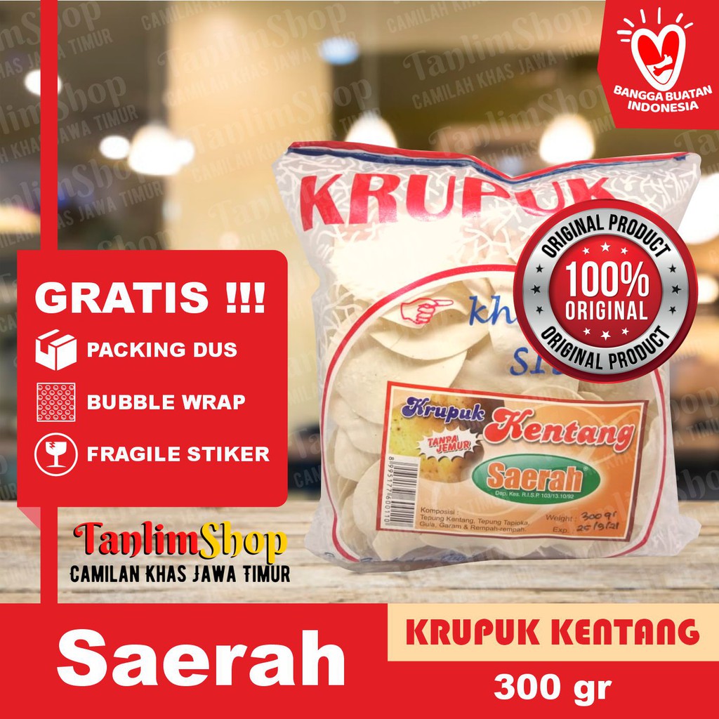 Krupuk Kripik Kentang Saerah Istimewa Asli Jawa Timur (300gr)