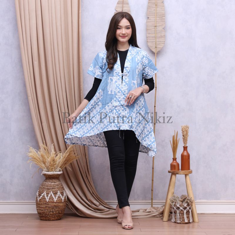 (COD) Baju Batik Wanita Semi Outer Lengan Pendek Terbaru