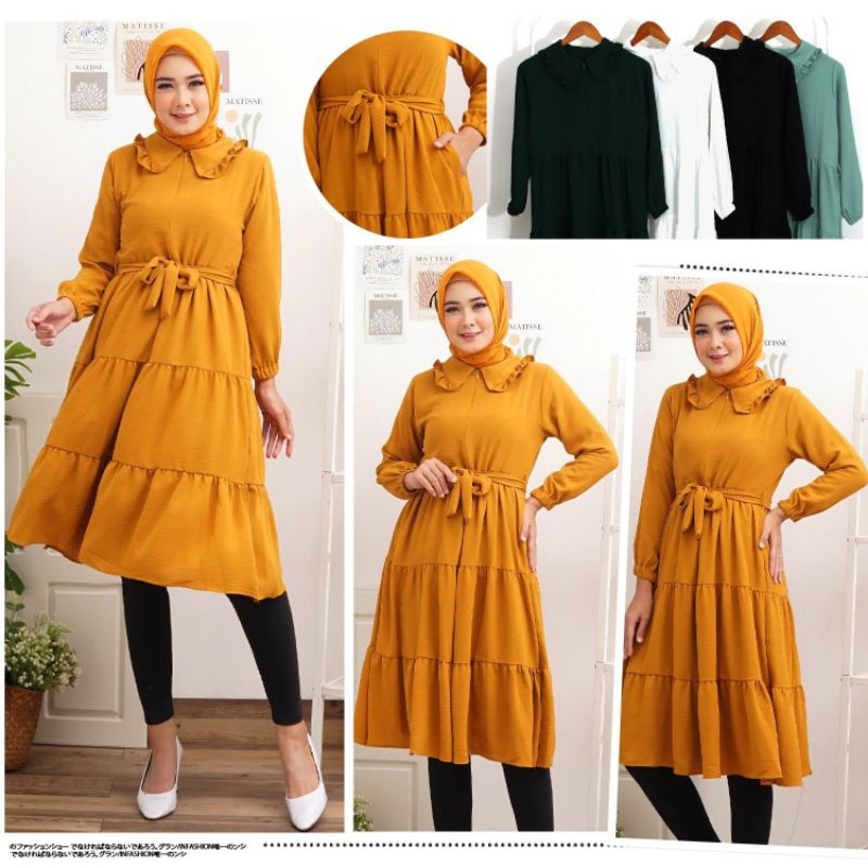 Long Tunik Wanita Crinkle Long Tunik Premium Bahan Crinkle Airflow Real Picture