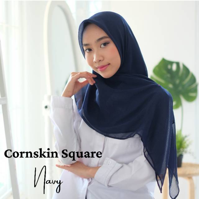 [JAHIT TEPI] HIJAB CORNSKIN SEGIEMPAT / CORN SKIN SQUARE / JILBAB CORNSKIN