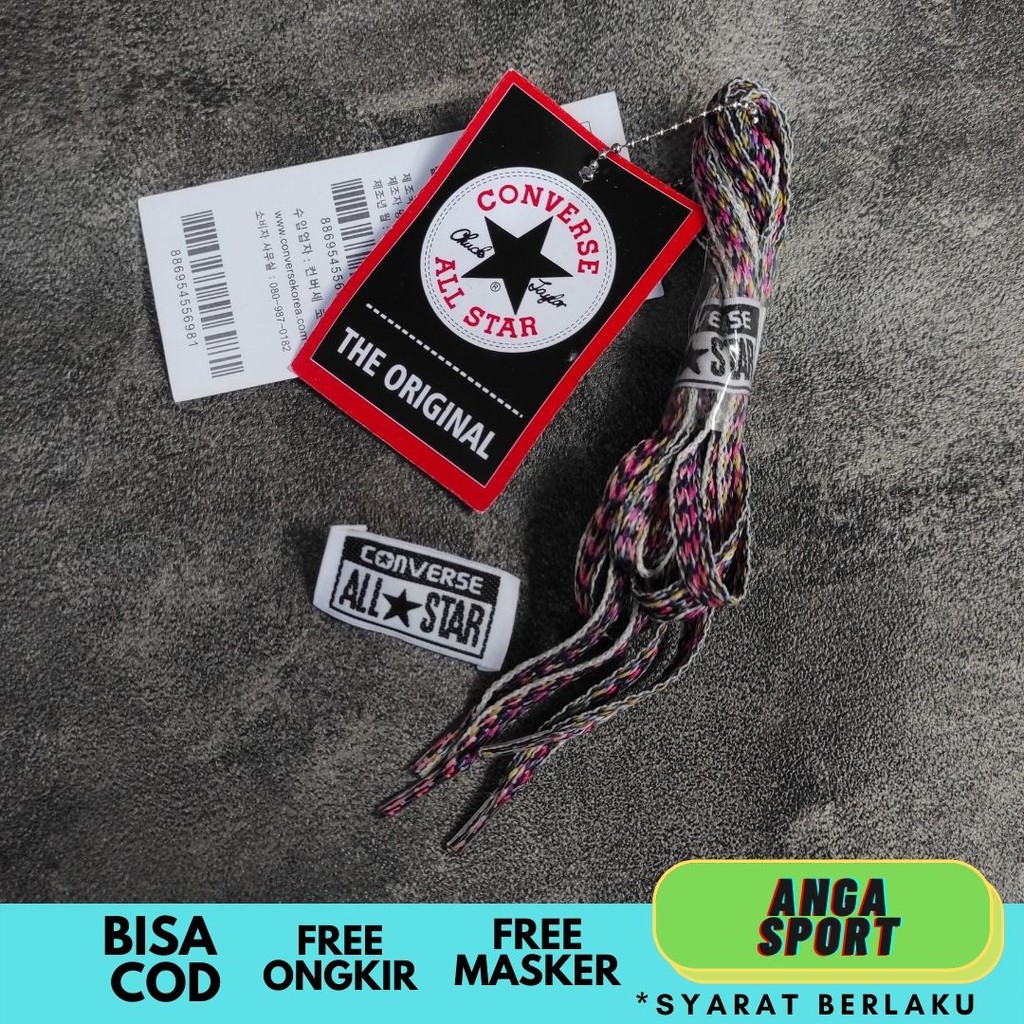 TALI SEPATU CONVERSE 70S SHOELACES PENDEK TINGGI ORIGINAL / TALI SEPATU FLAT PIPIH BERMOTIF PANJANG 110-120 CM / TALI SEPATU SNEAKERS KEREN