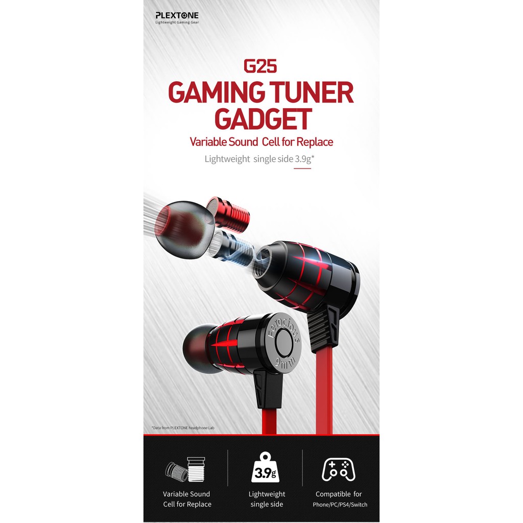 Plextone G25 Bullet Gaming Earphone PUBG/DOTA2/CSGO/ML