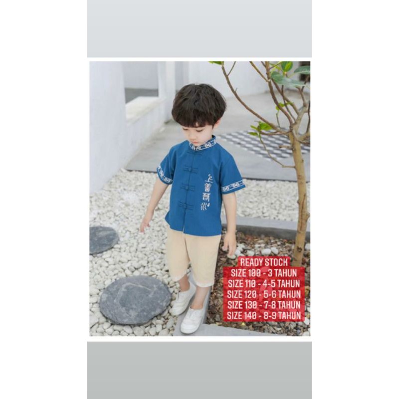 Qipao set baju setelan anak laki laki imlek READY SIZE 100/110/120/130/140