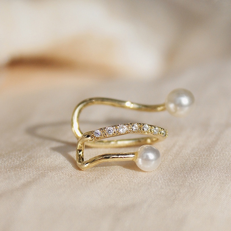 Anting Klip Telinga Multilayer Hias Mutiara Berlian Warna Permen