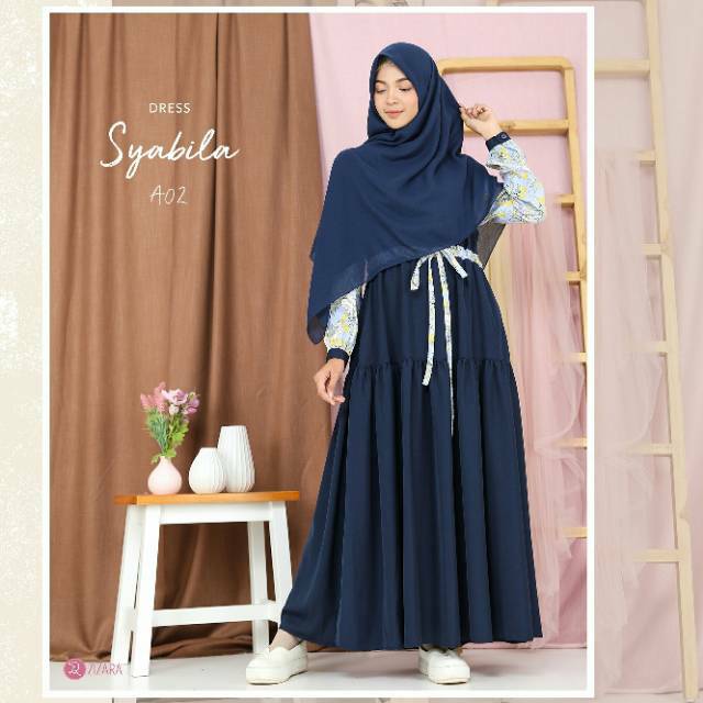 (Size L) Dress Syabila Dress Zizara Dress Syabilla A02 Gamis Daily Zizara Gamis Casual Syabila A02