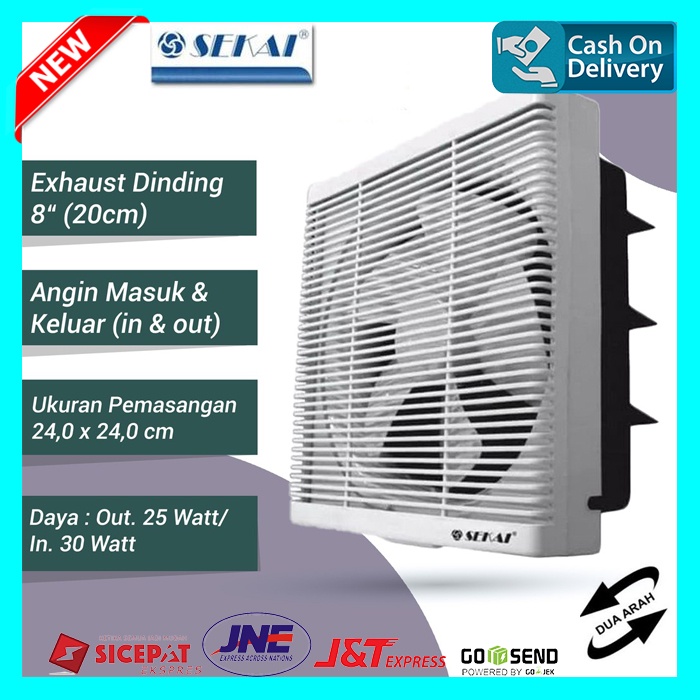 SEKAI WEF-890 Wall Exhaust/Hexos/Heksos Fan Dinding 8&quot; (25 cm Lubang Dinding) Angin Keluar Masuk