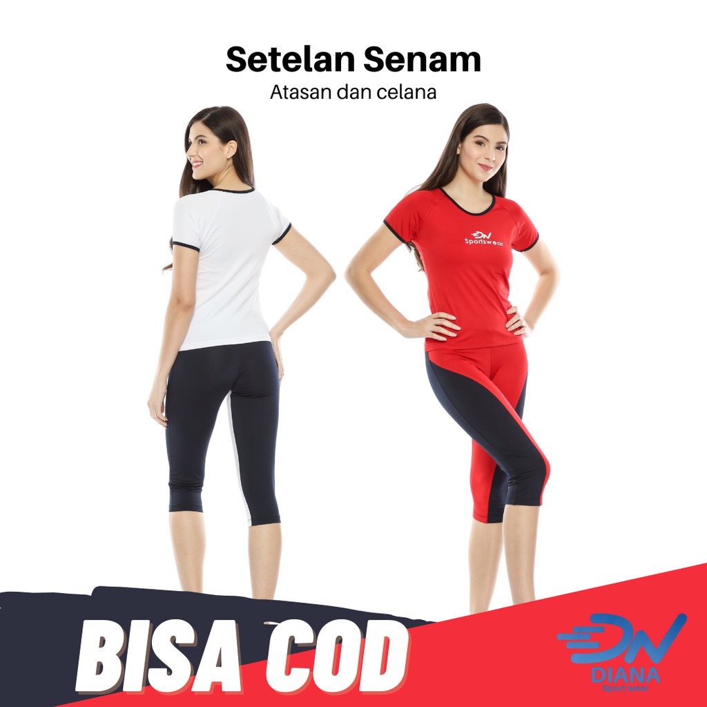 Set Baju Senam Wanita Jumbo / Baju Senam Wanita Merah Putih / Setelan Senam Jumbo