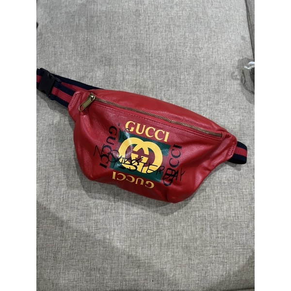 WAIST BAG / TAS PINGGANG GUCCI RED COCO CAPITAN LEATHER