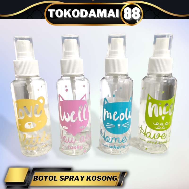 BOTOL KARAKTER Spray 100ML plastik tutup putih Warna/Bening