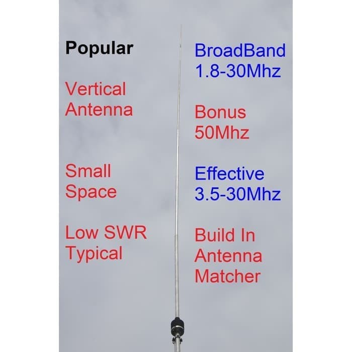 Vertical HF Antena SSB Antenna Yaesu Icom Kenwood Alinco 1.8-30Mhz