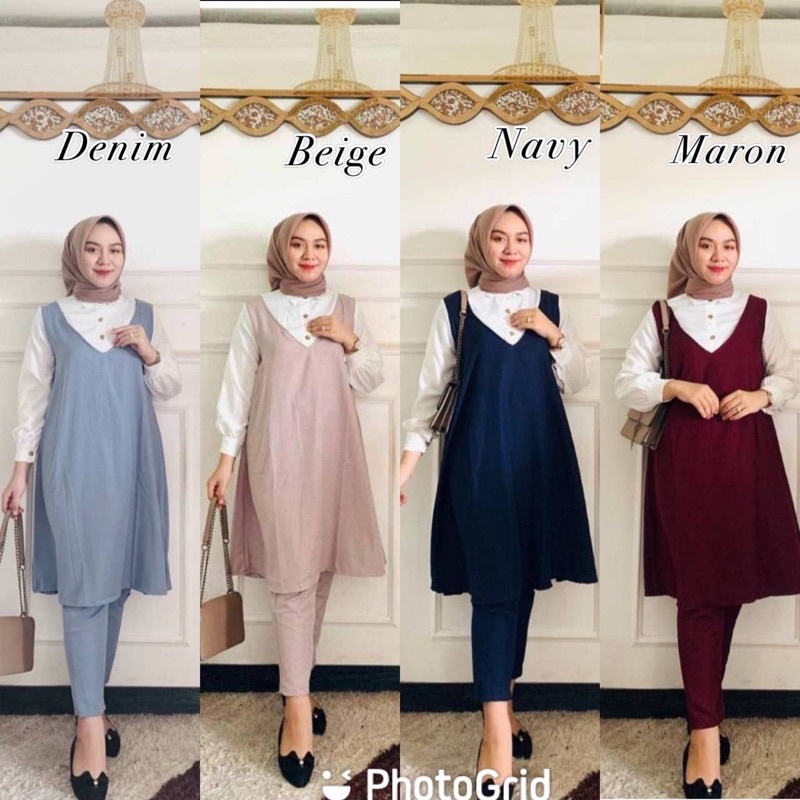 Bisa COD  Elmira Set 3in1 Bahan Shakila Baju Wanita Terbaru 2021 Kekinian Viral Setelan Wanita Musli