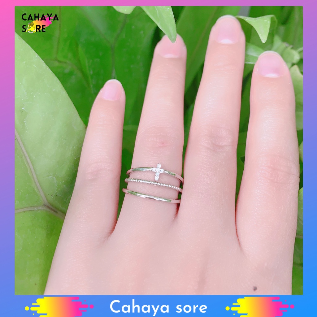 Cincin Xuping Silver Cincin Dewasa Model Permata Love CD17