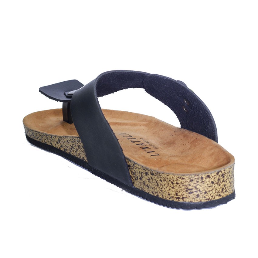 Lexon Black | Sandal Jepit Tali Simpel Kayu Kulit Pria Cowok Men Sendal Footwear | FORIND x Lvnatica