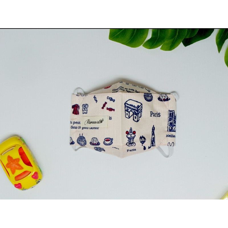 MASKER KAIN 3D ANAK | 3 DIMENSI | EVO | 3 LAPIS MOTIF PARIS