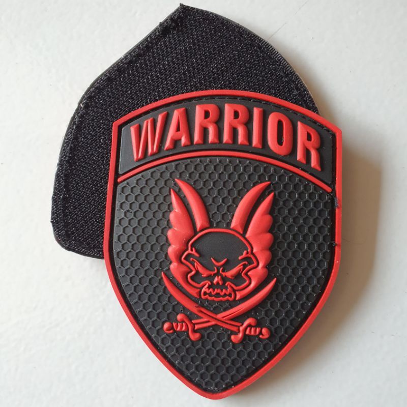 PATCH RUBBER PVC LOGO WARRIOS 3D TIMBUL MERAH/TEMPELAN EMBLEM KARET VELCRO