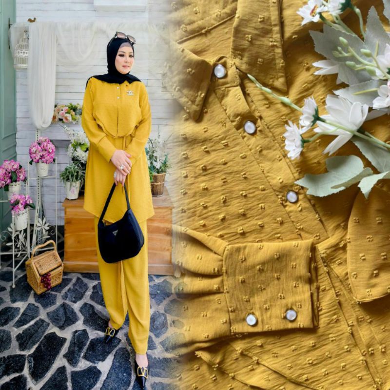 ✔️ SET OLA 2 / AIRFLOW RUBIAH IMPORT / FREE MASKER / TUNIK + CELANA KULOT