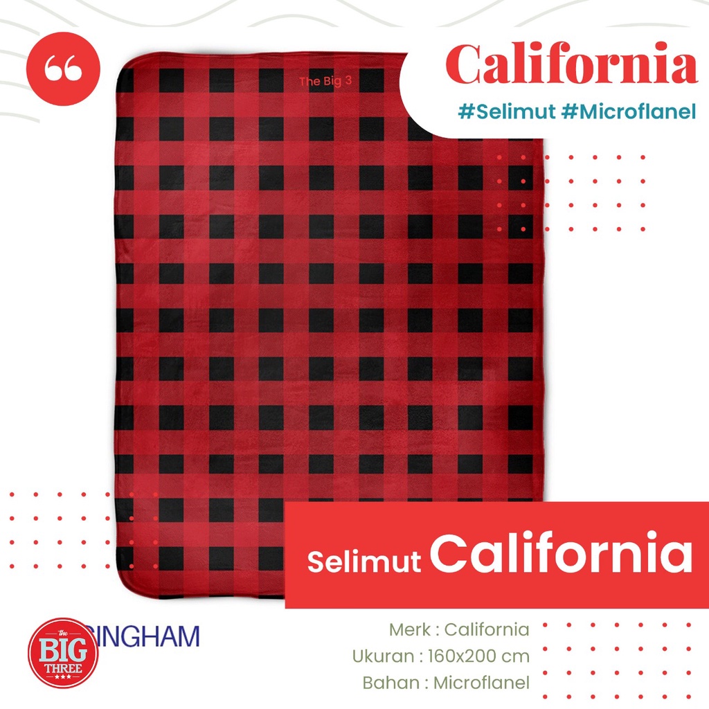 California Selimut Microflannel 160x200 Motif Alanza Cavero Giichi Hazel Rocco Lucas Helsa Orange Polka Dara Kamala Rocco Cami Valo Roux Lexxa Soren Eva Bea Mallory Lovy Laugh Ziqqy - SLMT CLF TBT