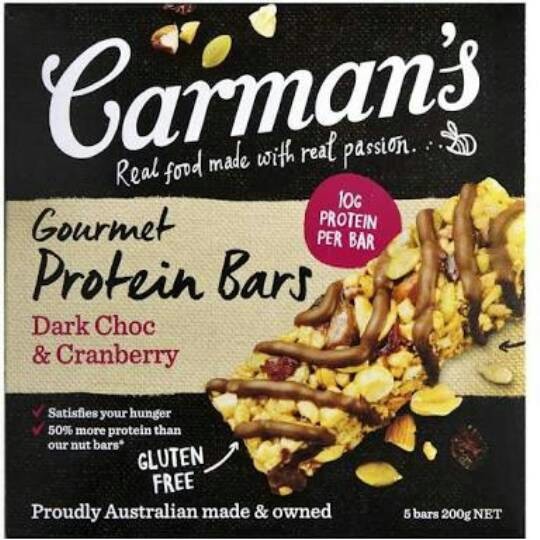 

Carman's Gourmet Protein Bars Dark Chocolate & Cranberry Coklat Sereal