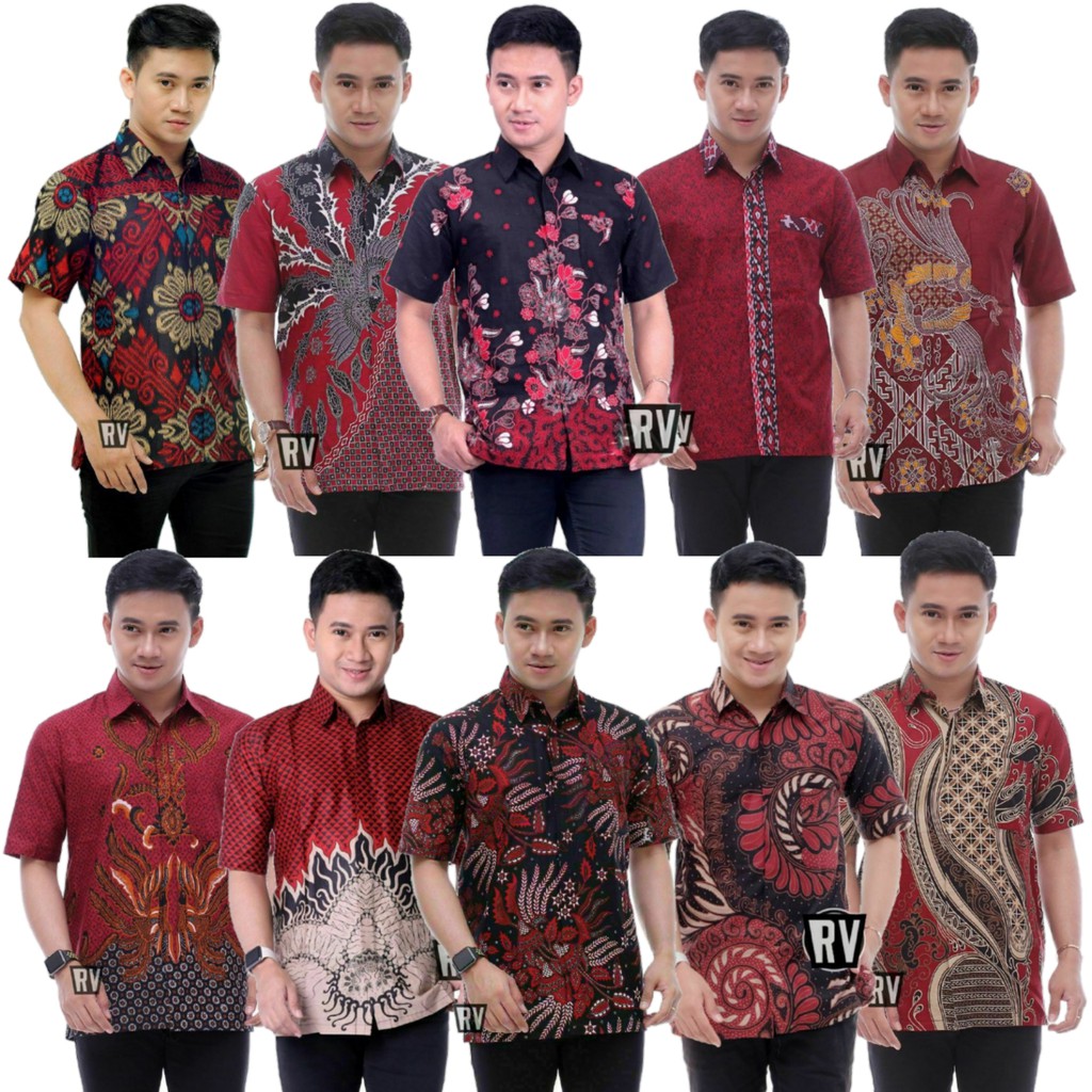 kemeja batik pria lengan pendek baju batik pria batik kantor seragam kerja ukuran reguler m.l.xl