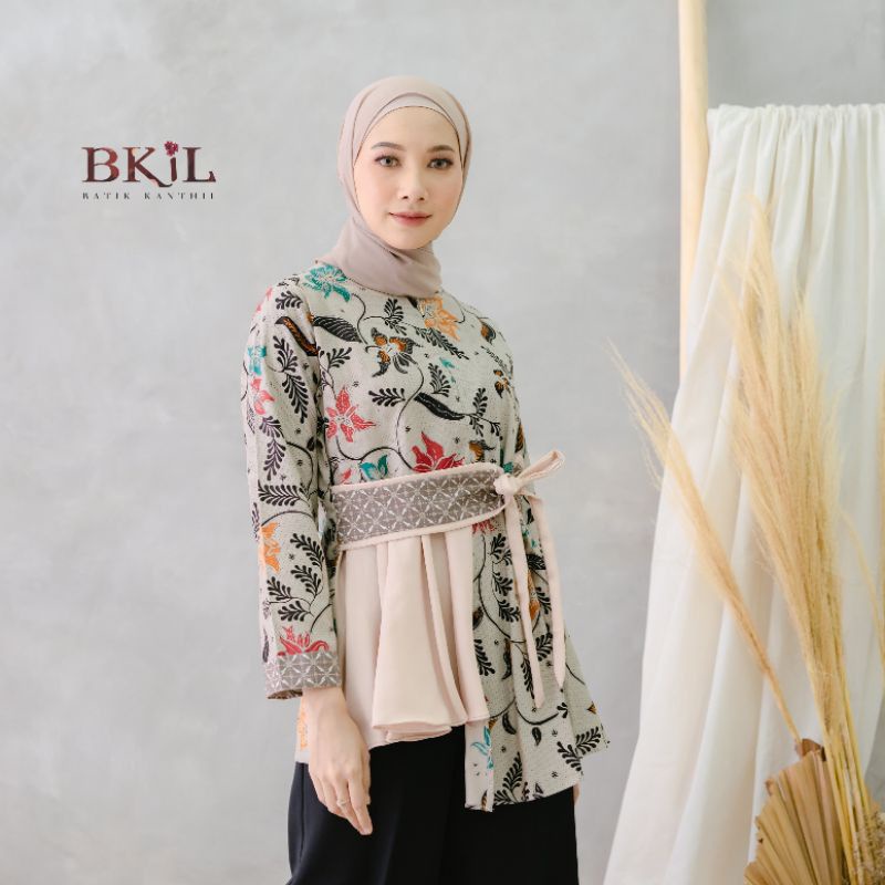 Batik wanita ASJ SA HRB026 Kenongo Kemeja Tosca Pendek-Ayunda cream