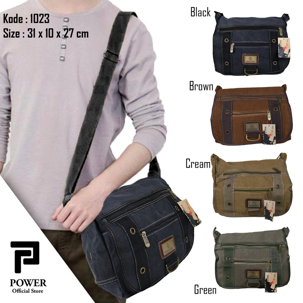 Tas Selempang Kanvas Import Polo Power Shoulder bag Canvas Import