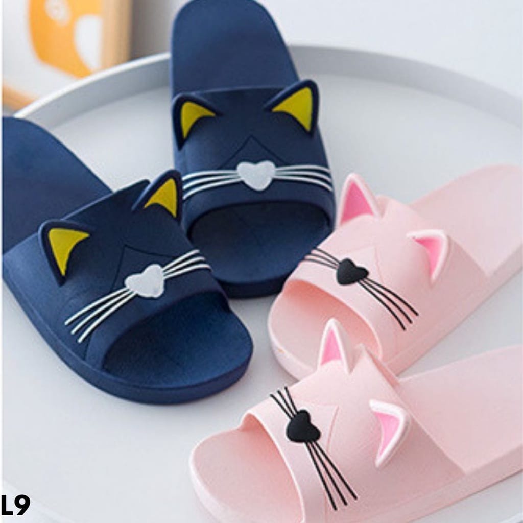 SANDAL FLIP-FLOP WANITA MODEL SELOP DESIGN CAT KOREAN BAHAN FULL RUBBER IMPORT MUDAH DICUCI L9