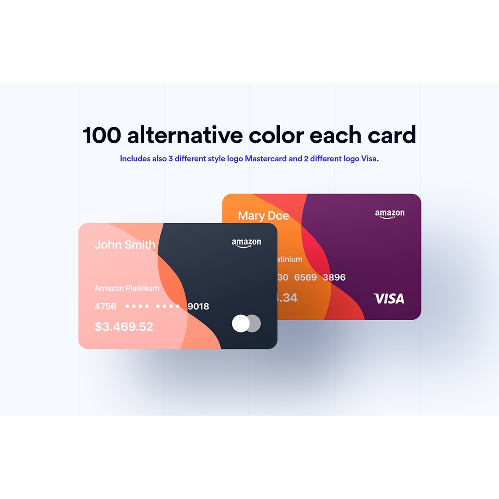 100 Financial Virtual Design Cards - Photoshop &amp; Illustrator