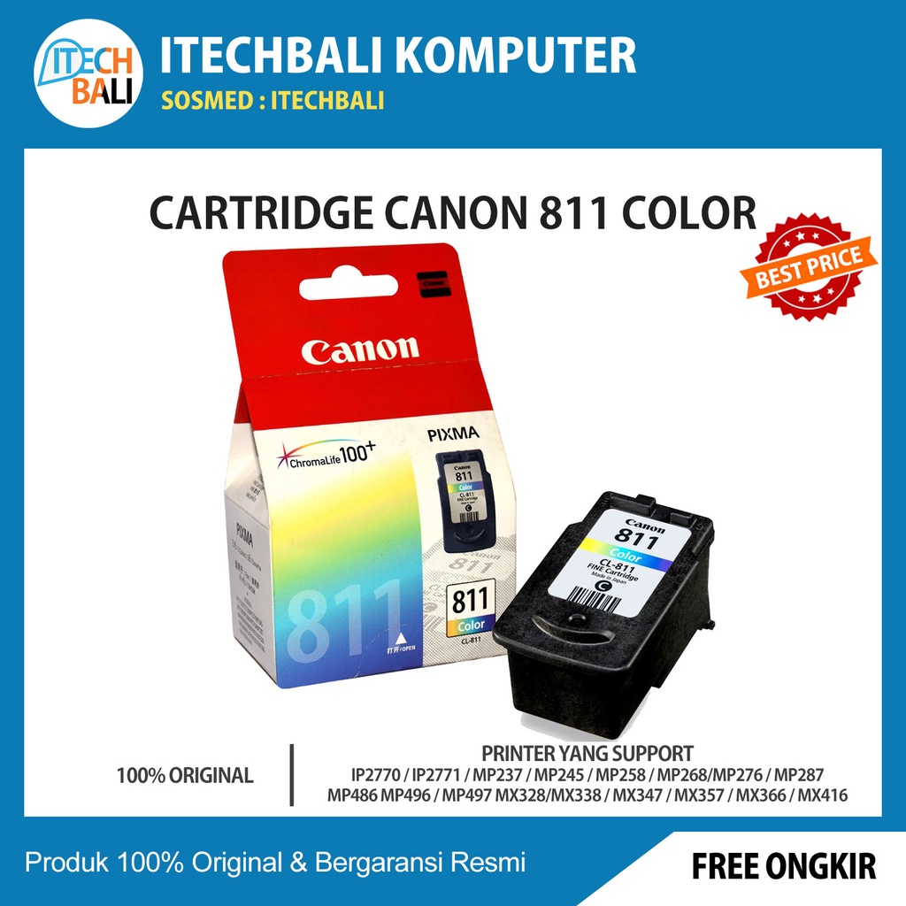Cartridge Canon Pixma 811 Color ORIGINAL | ITECHBALI