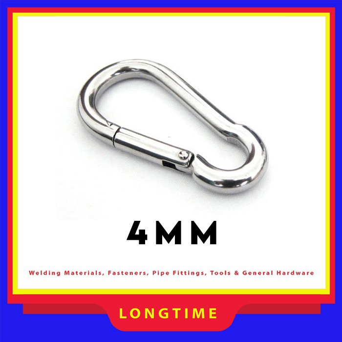 Snap Hook Carabiner 4mm Stainless Steel Gantungan Snap Hook Sellery