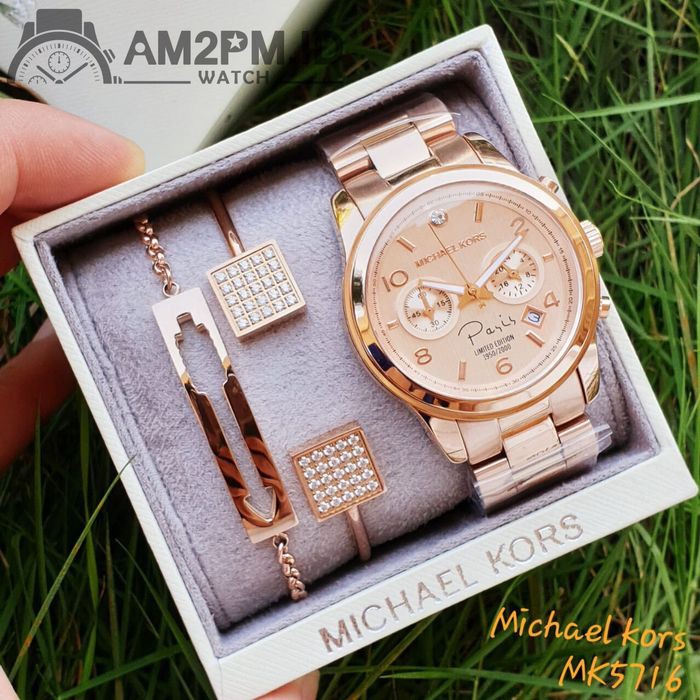 Suplier Set Gelang + Jam Michael K*rs Paris Chronograph MK5716 Ori B*