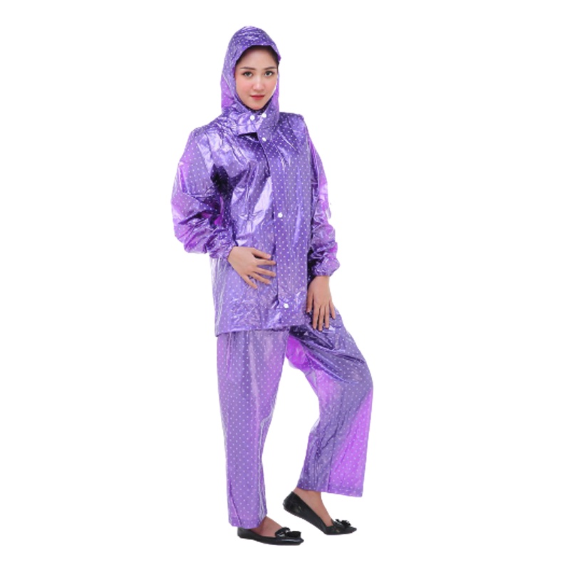 Jas Hujan Setelan Motif Polkadot / Mantel Hujan / Mantel / Raincoat / Jas Hujan Dewasa Baju Celana Polkadot / Jas Hujan Polkadot Dewasa / Jas Hujan Motif / Jas Hujan Jaket Celana