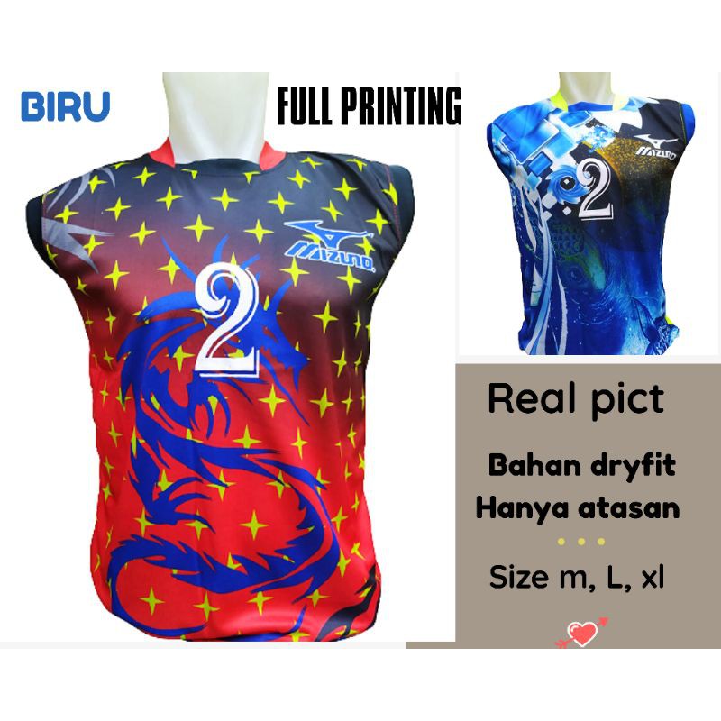 Baju Jersey futsal/volly/bola/badminton atasan singlet printing