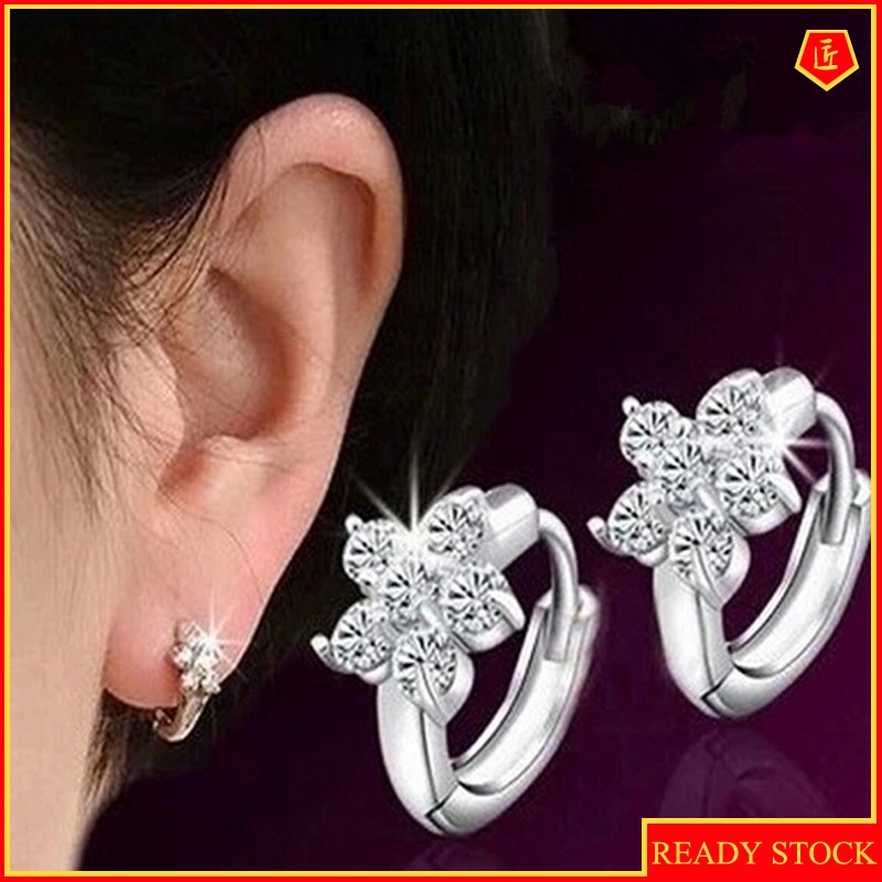 [Ready Stock]Cute Fashion Flowers Silver Earrings