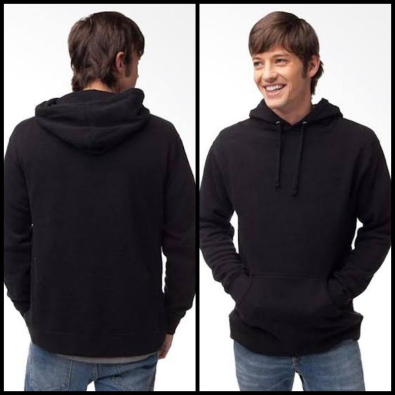 SWEATER HOODIE POLOS TEBAL | UNISEX BASIC SWEATER POLOS PRIA WANITA (HITAM)
