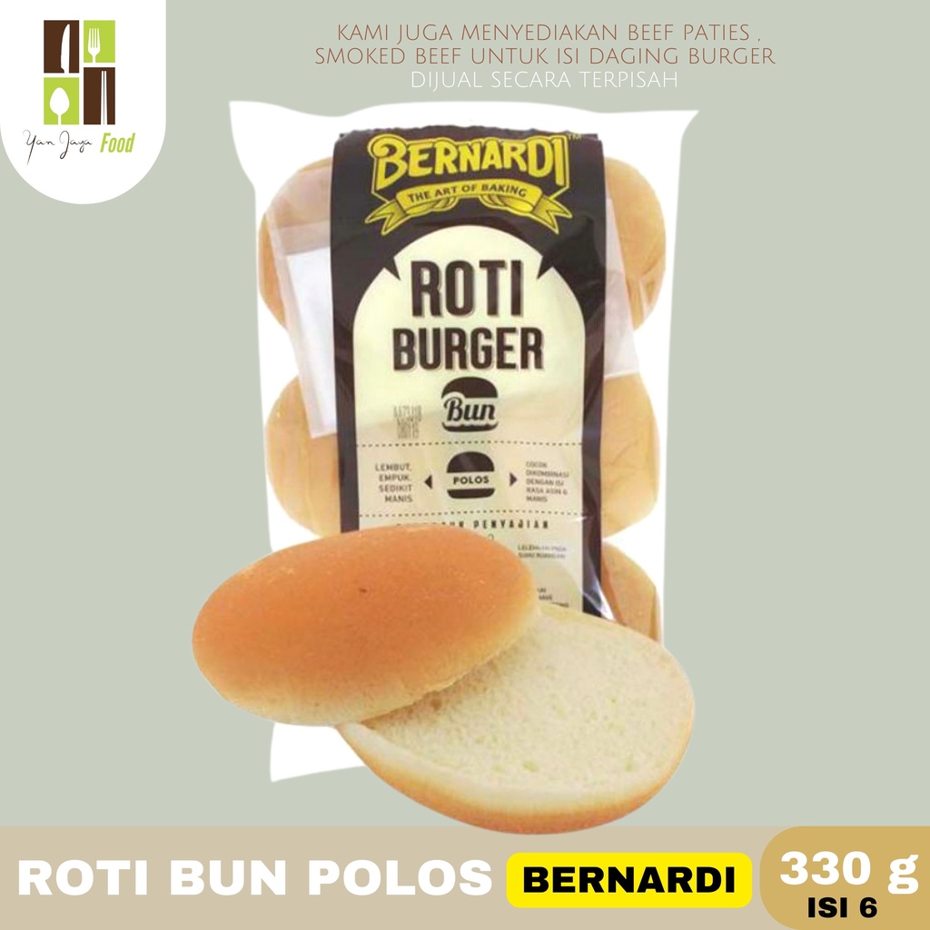 Roti Bun Burger Polos Bernardi / Burger Wijen isi 6 [330g]/ Roti Hotdog isi 6