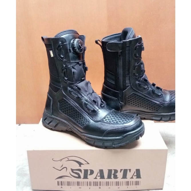 SEPATU PDL TNI POLRI BAHAN KULIT MODEL TALI PUTAR 040 sparta